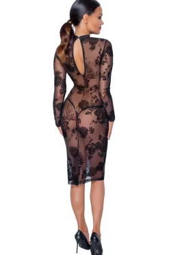 Noir Handmade Powernet and Flock Dress