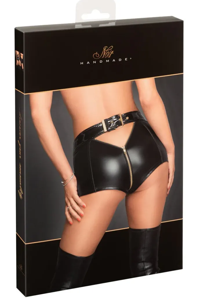 Noir Handmade Sexy Shorts with Full Zip