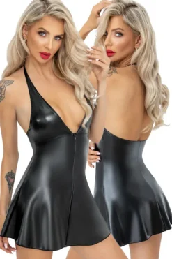 Noir Handmade Short Wetlook Dress