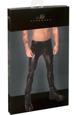 Noir Handmade Snake Skin Pattern Wetlook Trousers