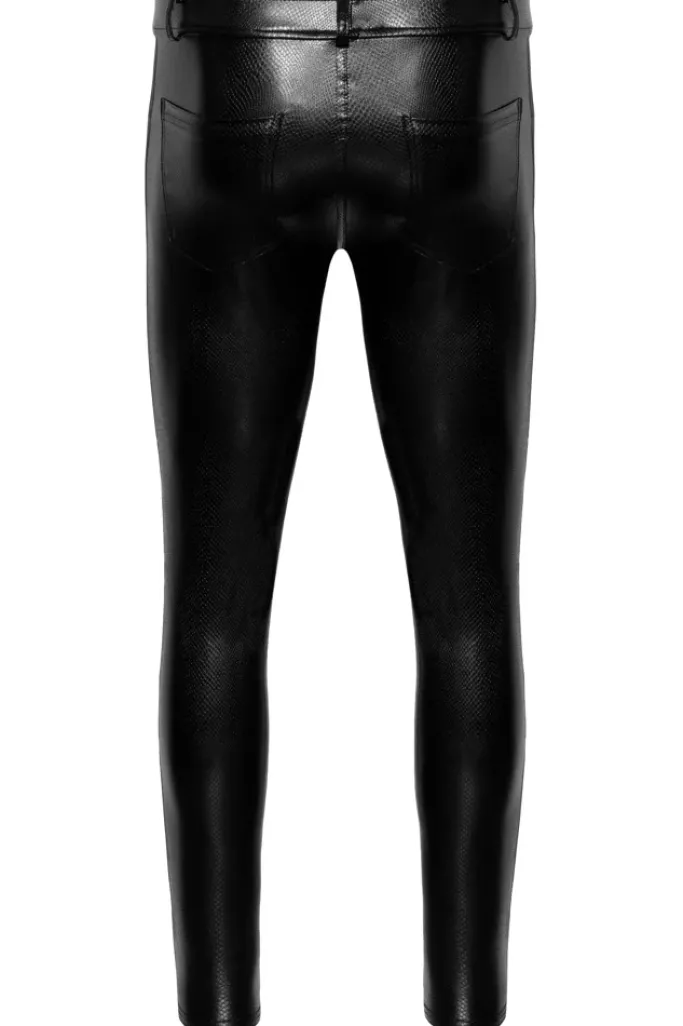 Noir Handmade Snake Skin Pattern Wetlook Trousers