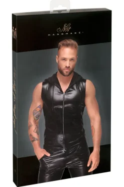 Noir Handmade Snake Skin Pattern Sleeveless Hoodie Top