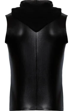 Noir Handmade Snake Skin Pattern Sleeveless Hoodie Top
