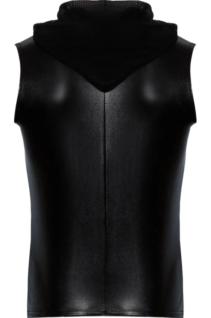 Noir Handmade Snake Skin Pattern Sleeveless Hoodie Top