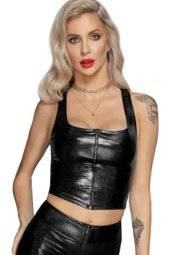 Noir Handmade Snake Skin Style Wetlook Top