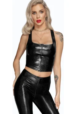 Noir Handmade Snake Skin Style Wetlook Top