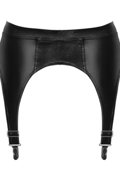Noir Handmade Snake Skin Style Wetlook Garter Belt