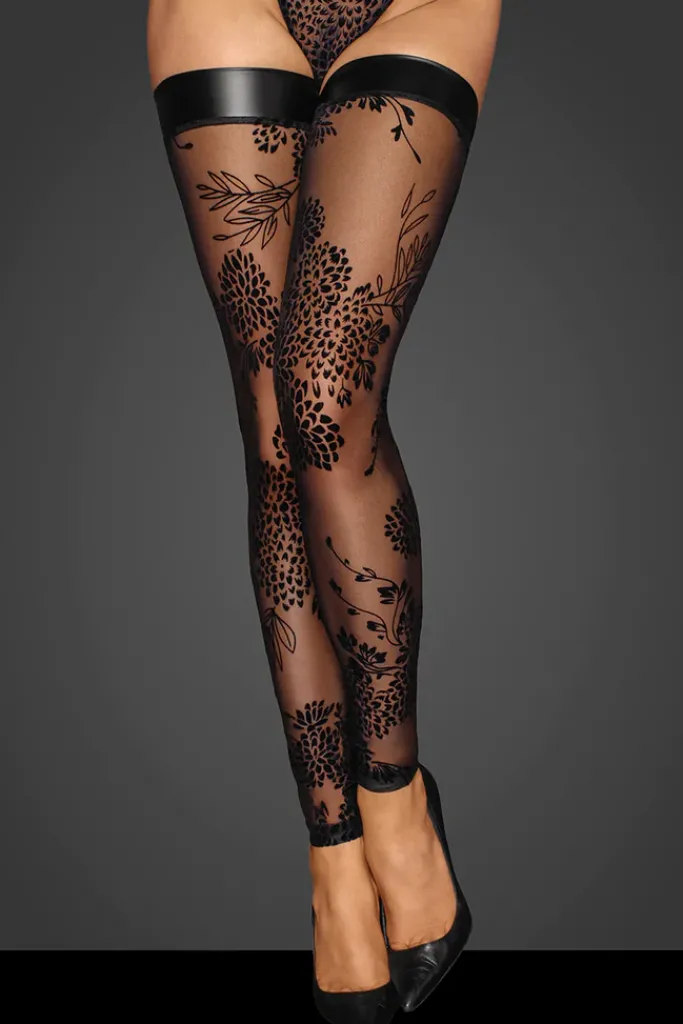 Noir Handmade Tulle Powerwetlook Flock Stockings