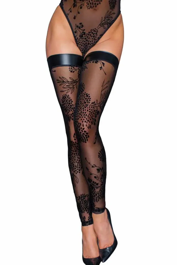 Noir Handmade Tulle Powerwetlook Flock Stockings