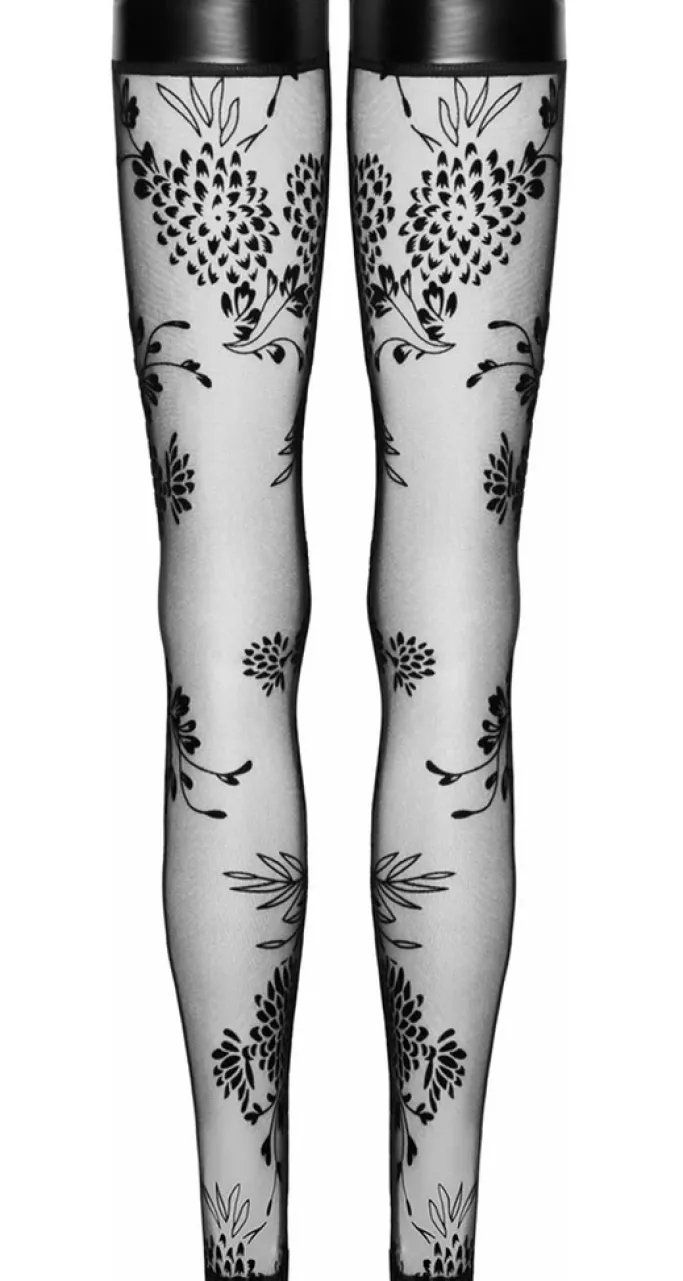 Noir Handmade Tulle Powerwetlook Flock Stockings
