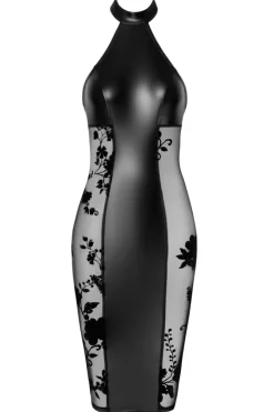 Noir Handmade Velvet Flocked Powernet Dress