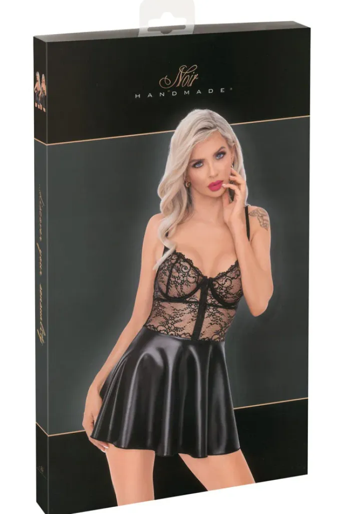 Noir Handmade Wetlook and Lace Dress