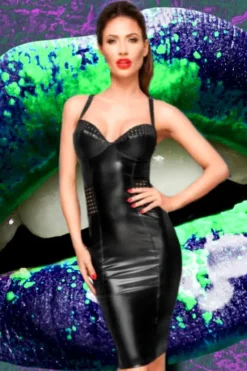 Noir Handmade Wetlook and Mesh Dress (XL)