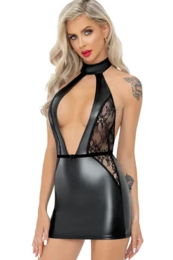 Noir Handmade Wetlook Lace Party Dress