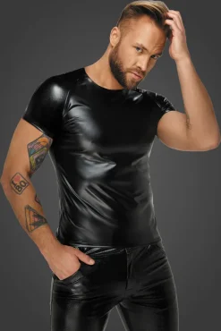 Noir Handmade Wetlook T-Shirt with Wetlook Sleeves