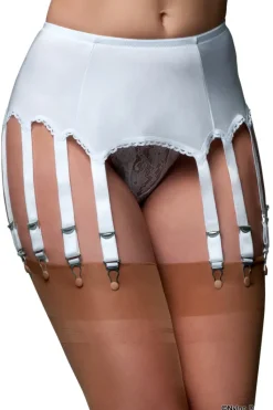 Nylon Dreams 12 Strap Suspender Belt White