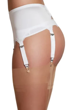 Nylon Dreams 6 Strap Suspender Belt White