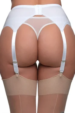 Nylon Dreams 4 Strap Suspender Belt White