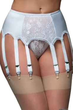 Nylon Dreams 10 Strap Suspender Belt White