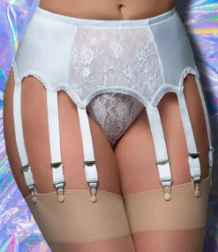 Nylon Dreams 10 Strap Suspender Belt White