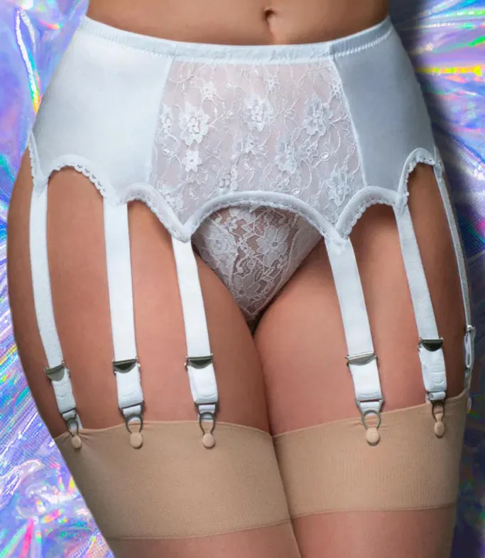 Nylon Dreams 10 Strap Suspender Belt White