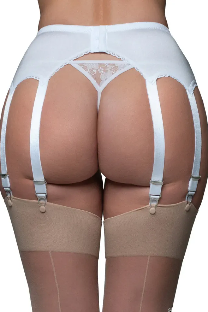 Nylon Dreams 10 Strap Suspender Belt White