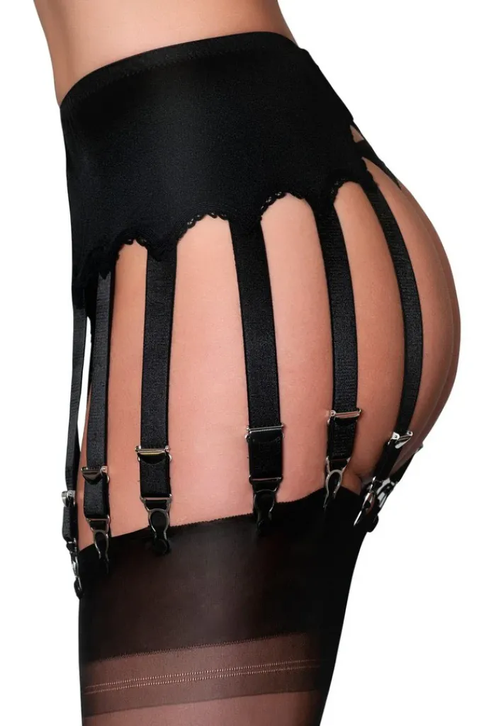 Nylon Dreams 14 Strap Suspender Belt Black