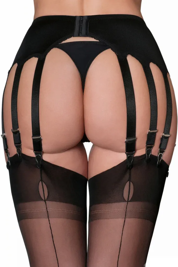Nylon Dreams 14 Strap Suspender Belt Black