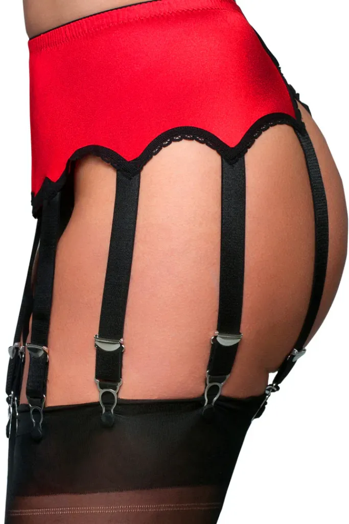 Nylon Dreams 10 Strap Suspender Belt Red