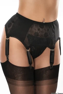 Nylon Dreams 6 Strap Suspender Belt Black