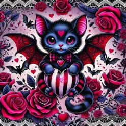 Oakhart Industries Oakhart Bat Cat Valentine Card