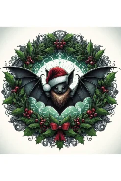 Oakhart Industries Oakhart Bat Wreath Christmas Card
