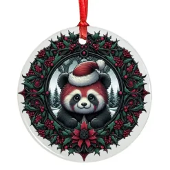 Oakhart Industries Oakhart Red Panda Santa Christmas Ornament