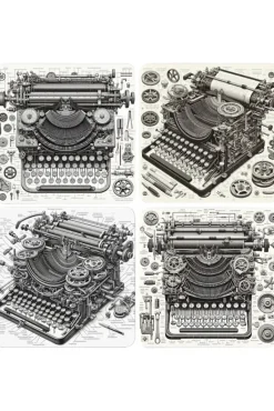 Oakhart Industries Oakhart Steampunk Typewriter Coaster Set