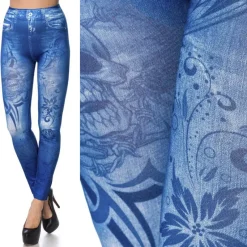 Ocultica Skull Denim Skull Leggings