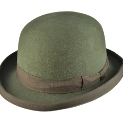 Euro Accessories Olive Green Wool Felt Steampunk Bowler Hat