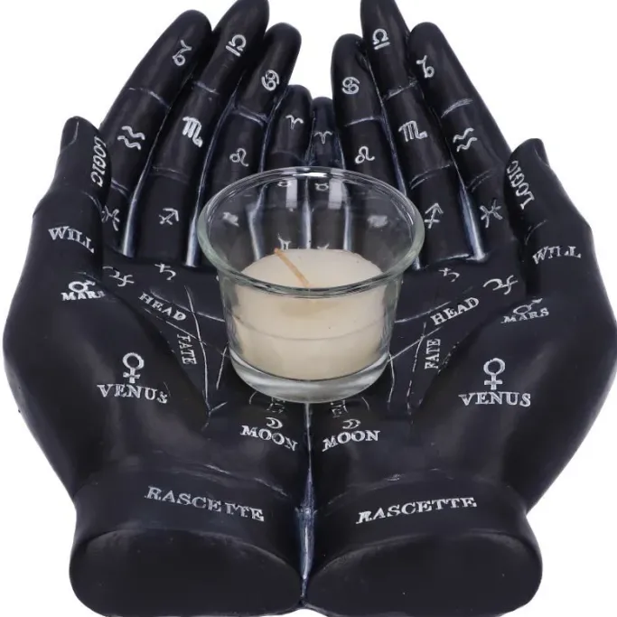 Nemesis Now Palmists Guide Black Tealight Holder
