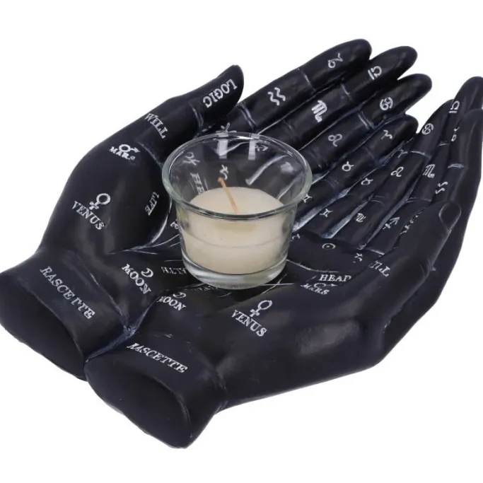Nemesis Now Palmists Guide Black Tealight Holder