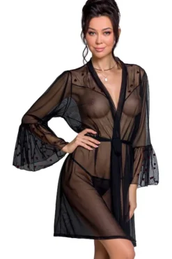 Passion Lingerie Passion Lovelia Penignoir Dressing Gown Black