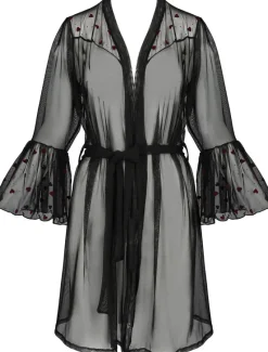 Passion Lingerie Passion Lovelia Penignoir Dressing Gown Black