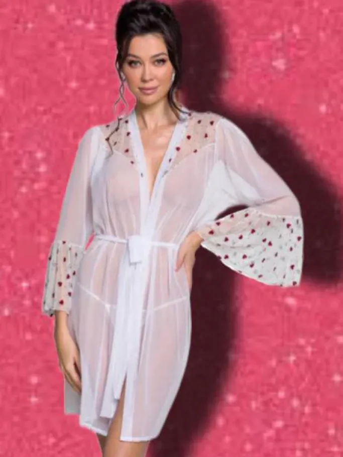 Passion Lingerie Passion Lovelia Penignoir Dressing Gown White