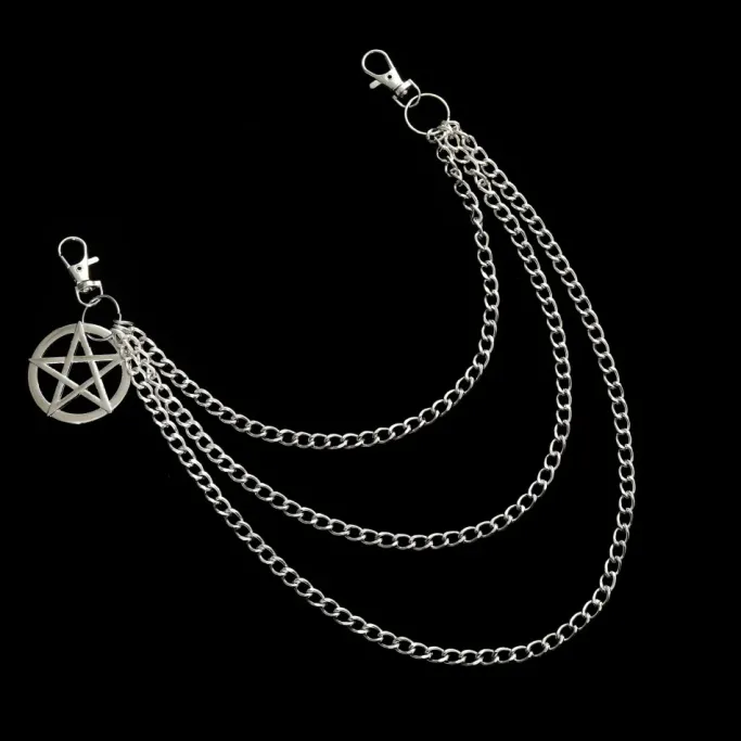 Gothic Accessories Pentagram Belt Clip Chain