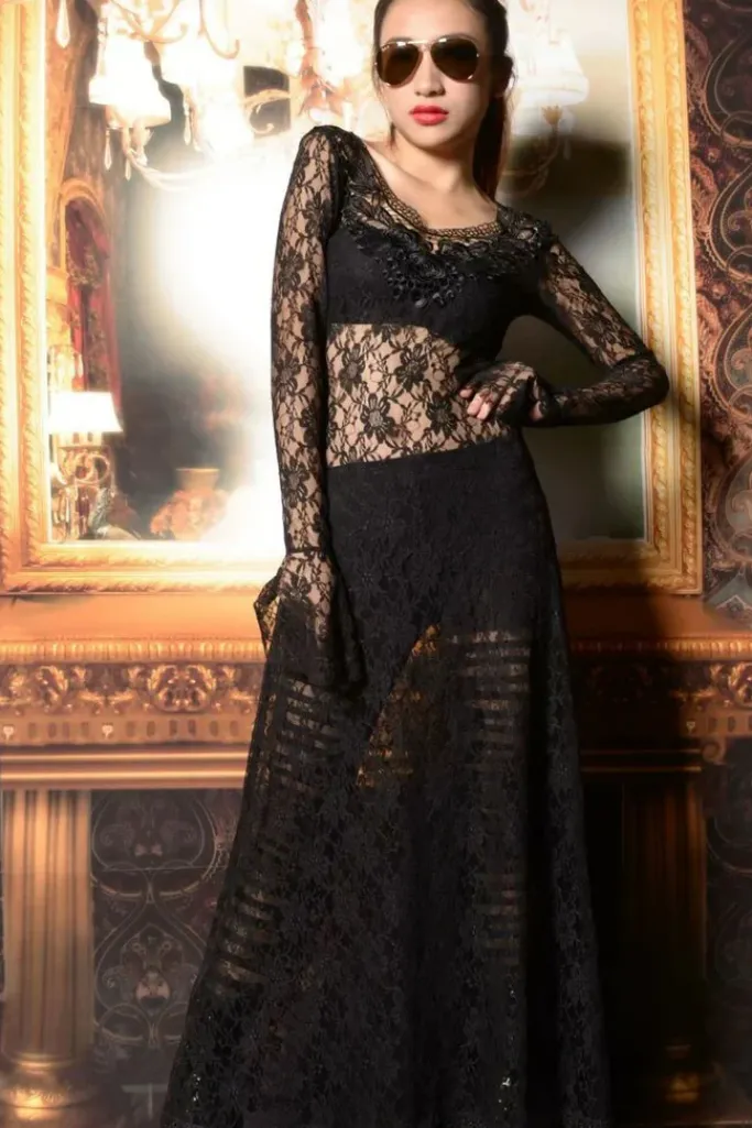 Pentagramme Long Gothic Lace Dress (M)