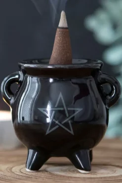 Something Different Pentragram Cauldron Ceramic Incense Holder
