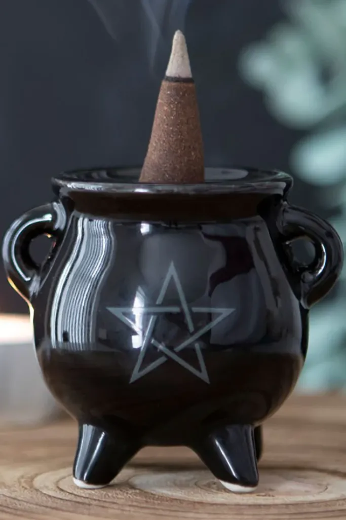 Something Different Pentragram Cauldron Ceramic Incense Holder