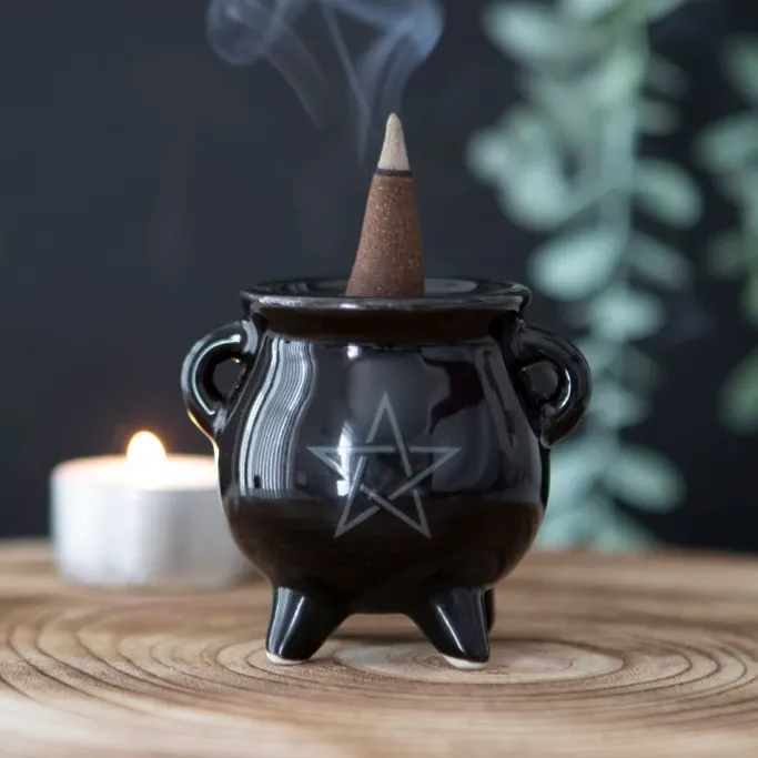 Something Different Pentragram Cauldron Ceramic Incense Holder