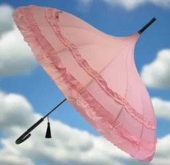 Soake Pink Classic Frilled Pagoda Umbrella