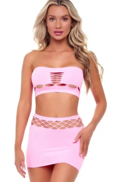 Pink Lipstick Bandeau Set Pink