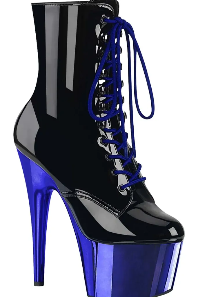 Pleaser ADORE 1020 Royal Blue Chrome Boots