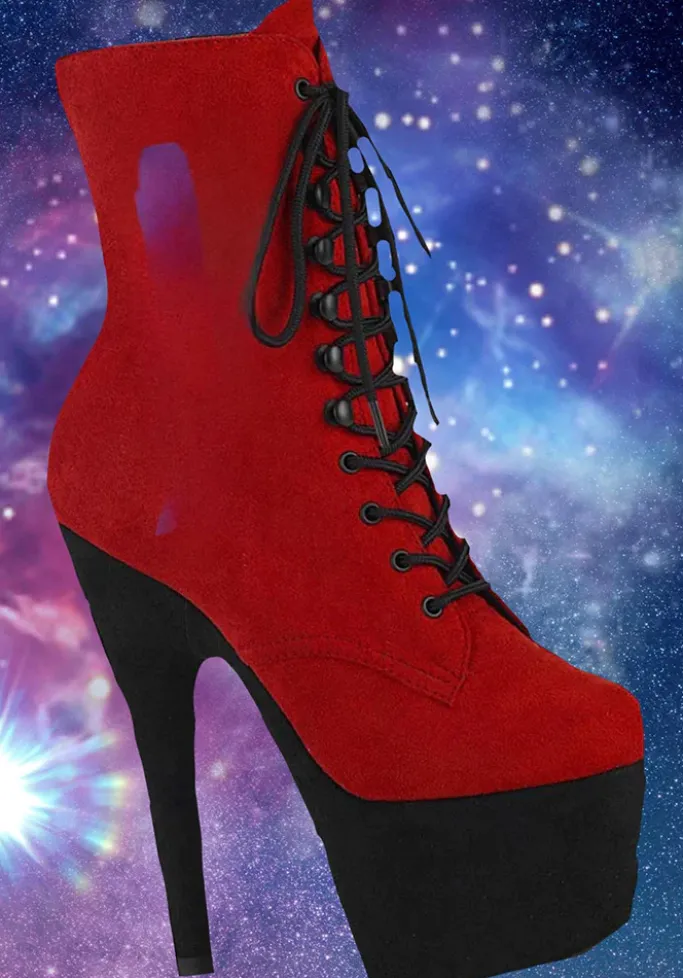 Pleaser ADORE 1020FSTT Red Black Boots